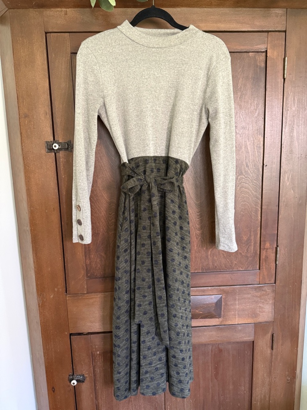 Reborn J Cream Knit Crewneck Dress